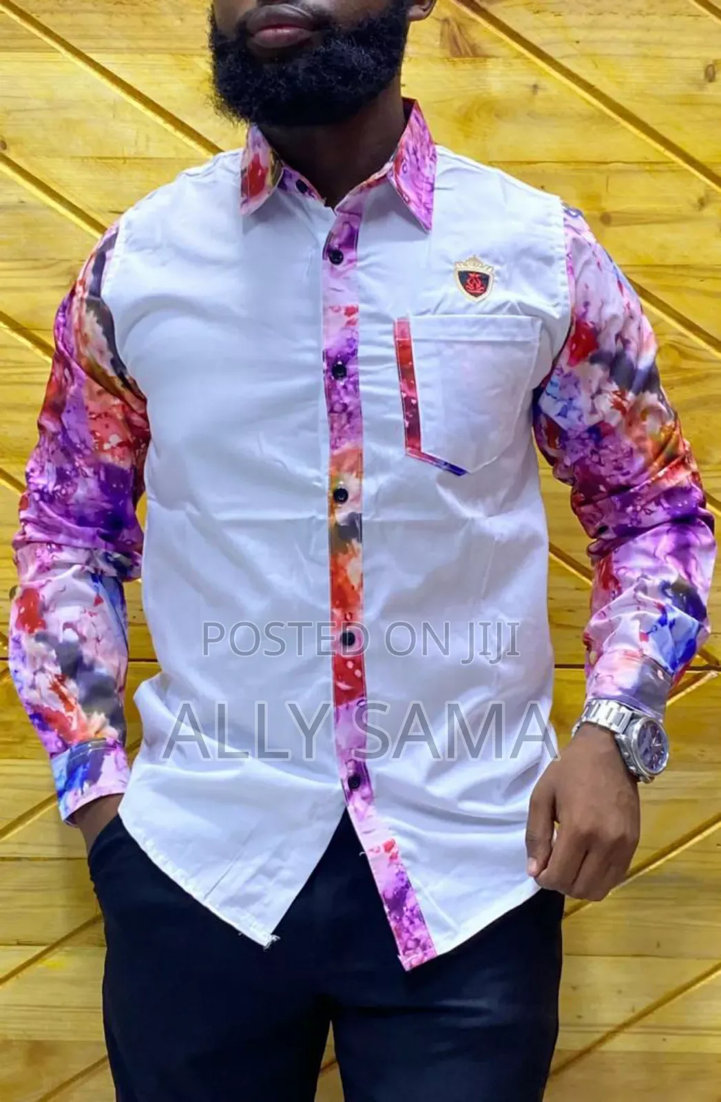 Mens Shirt White Multcolor Quality