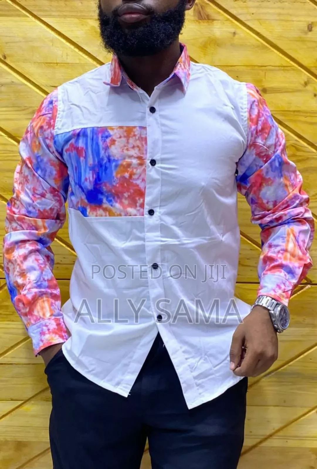 Mens Shirt White Multcolor Quality