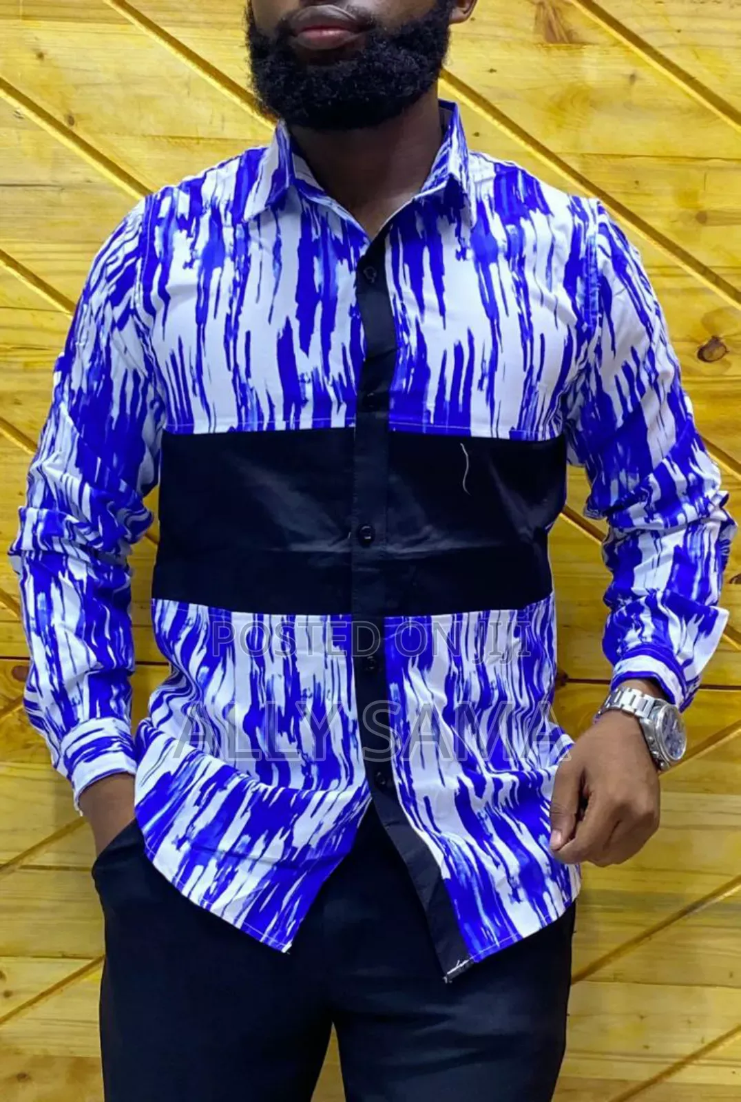 Mens Shirt Black Multicolor Material Quality
