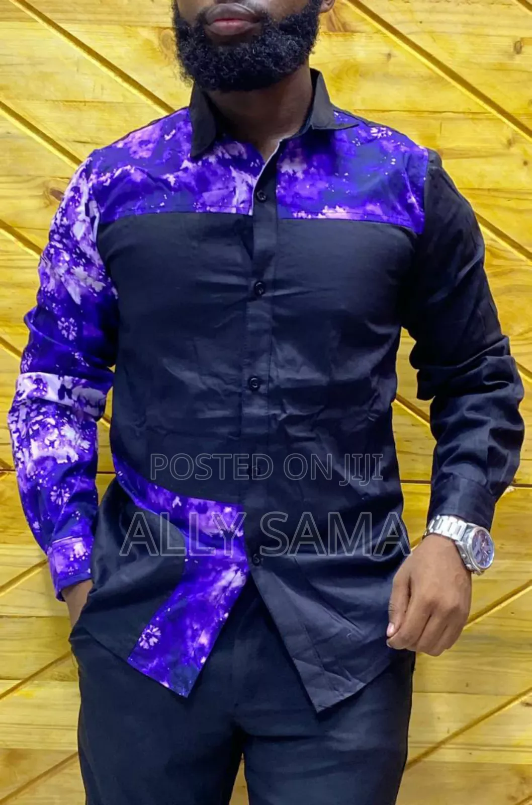 Mens Shirt Black Multicolor Material Quality