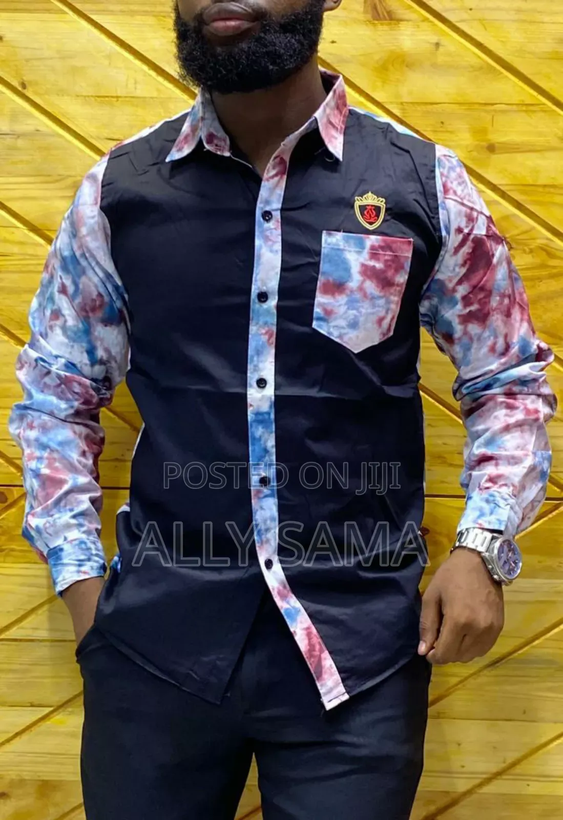Mens Shirt Black Multicolor Material Quality