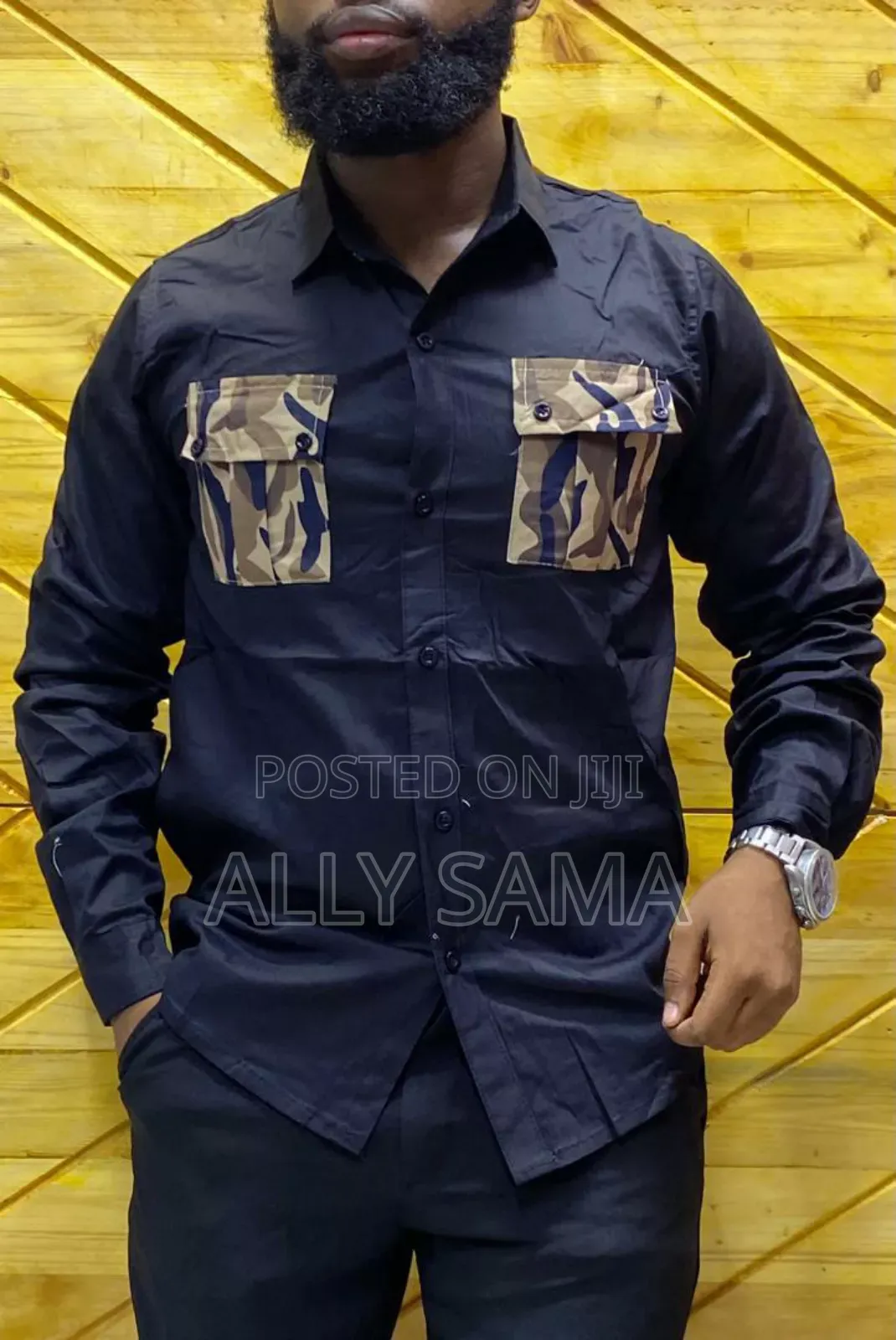 Mens Shirt Black Multicolor Material Quality