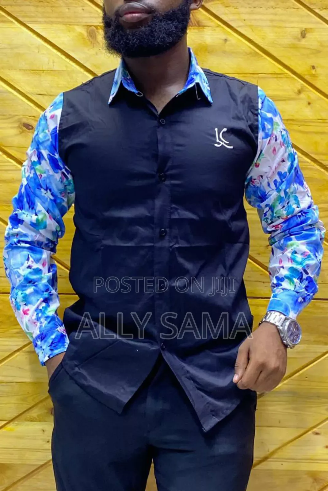Mens Shirt Black Multicolor Material Quality