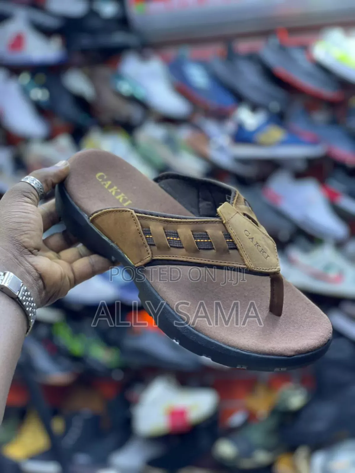 Mens Sandals CAKKI Brown Material Leather