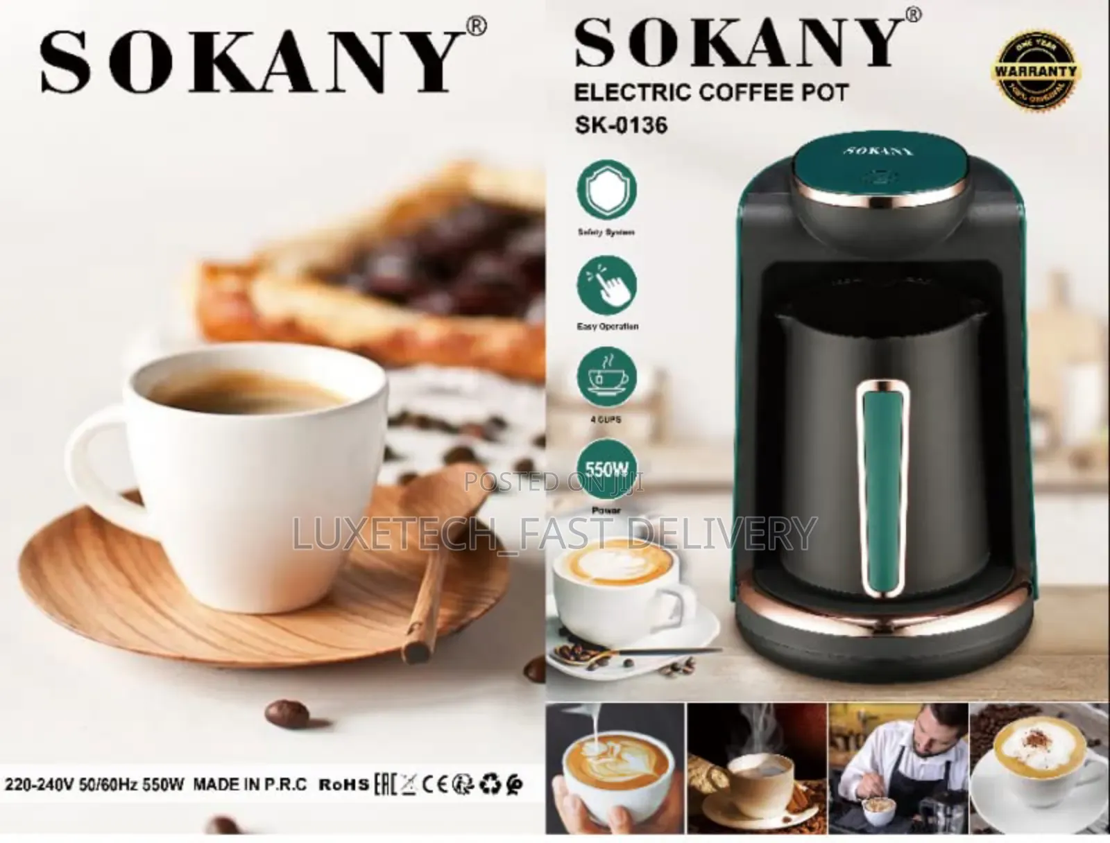 Sokany Household Multifunction Coffee Maker 550W 250ML