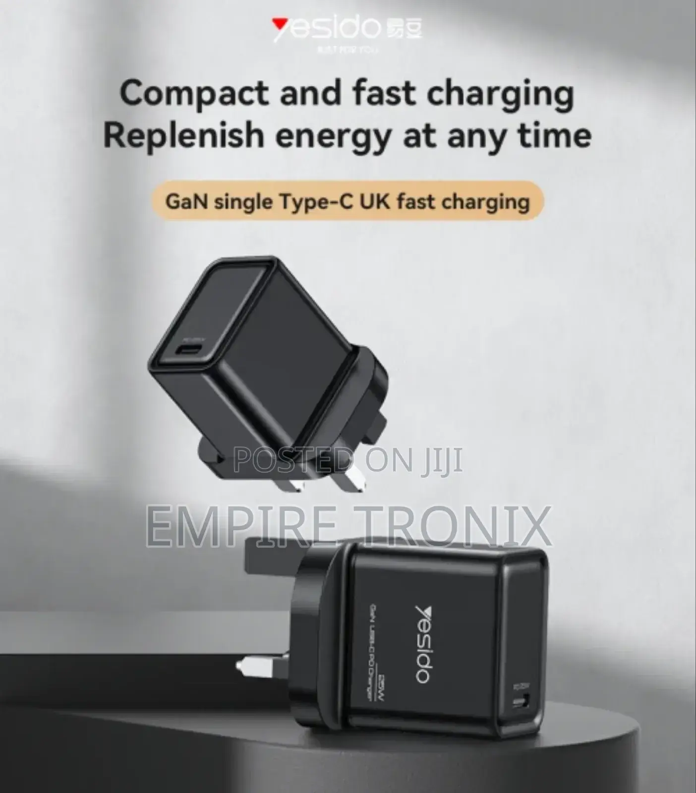 Yesido YC81 Gan Single Type-C UK 25W Fast Charger