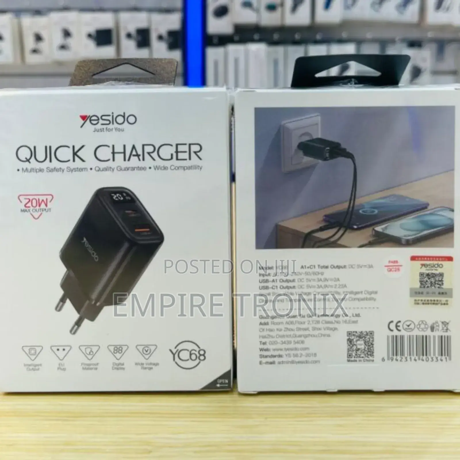 YC88 PD 30W Fast Charging 2*Type-C USB Fast Charger