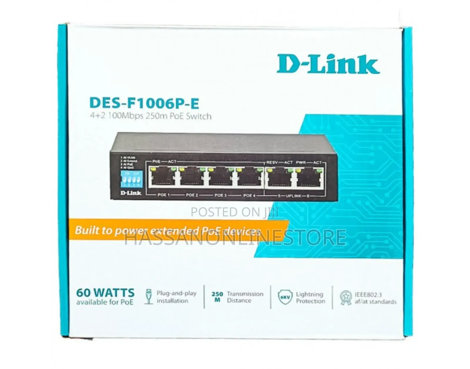 D-Link 6-Port 10/100 Long Range Poe+ Switch DES-F1006P-E