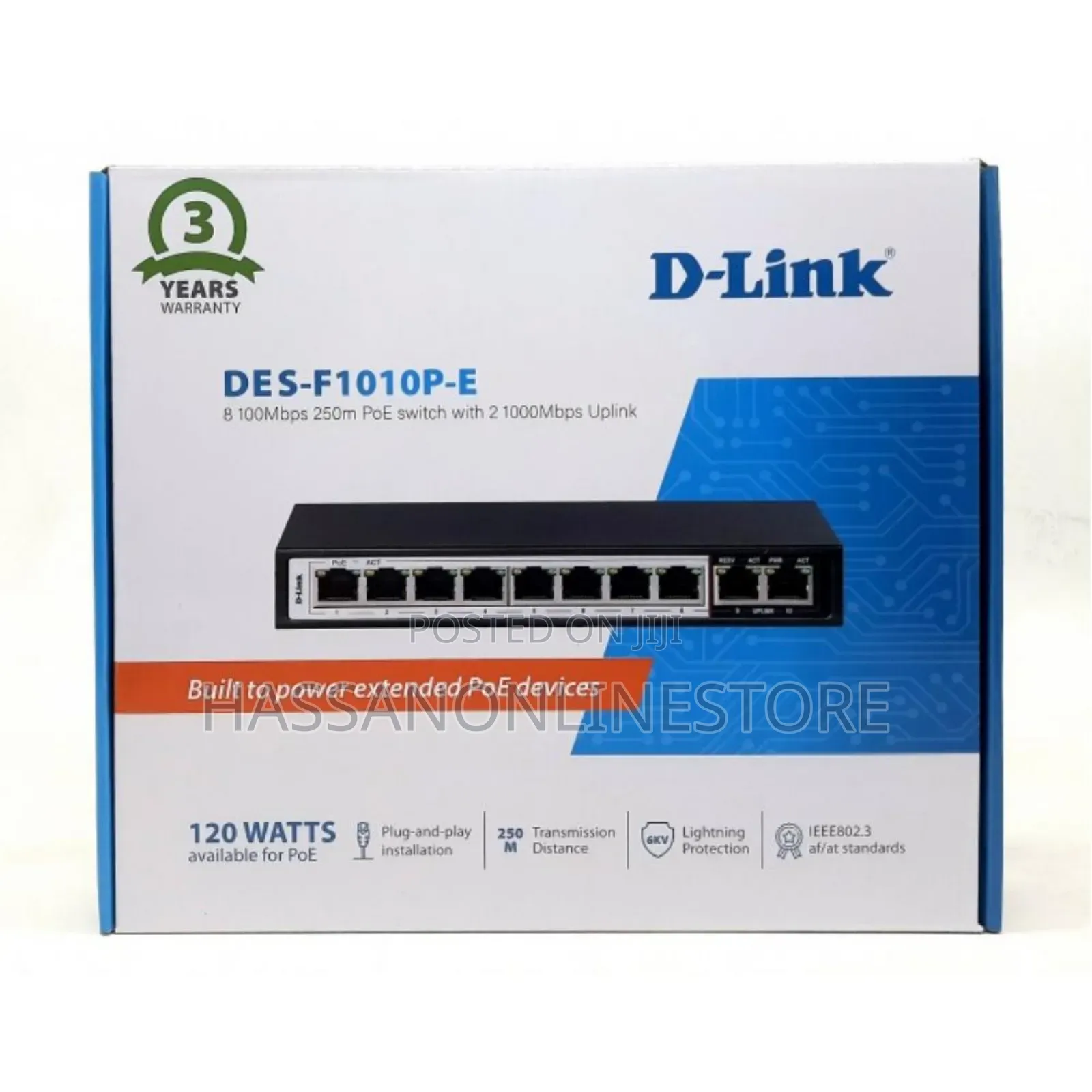 D-link 8 + 2 1000mbps 250m Poe Switch DES-F1010P-E