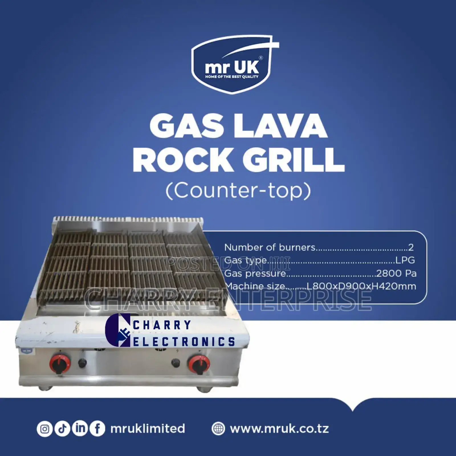 Gas Lava Rock Grill Counter-Top