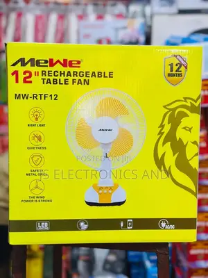 Mewe Rechargeable Fan Size 12 Kubwa Ya Mezani Ni Imara Sana