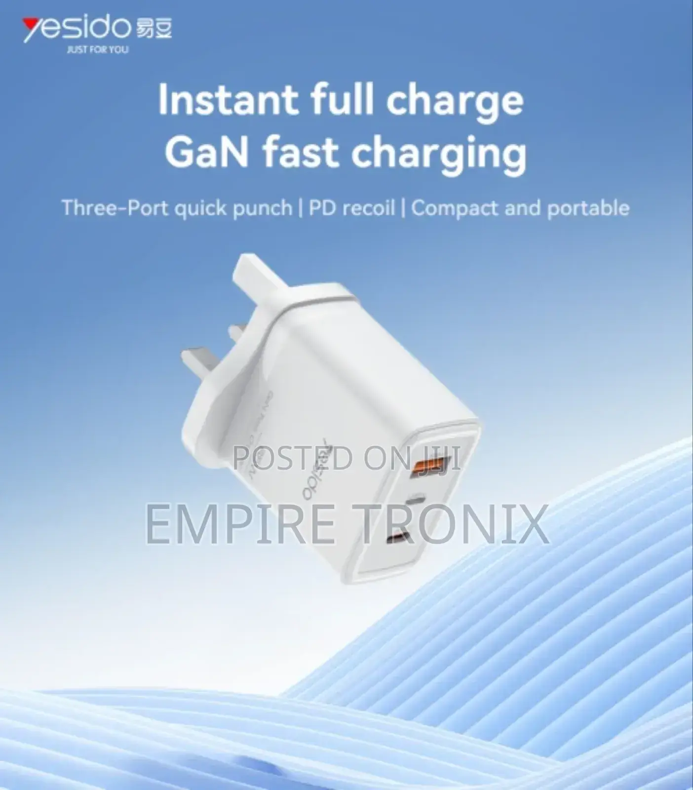 Yesido YC89 65W Type-C, USB, 8 Pin Reverse Gan Fast Charger
