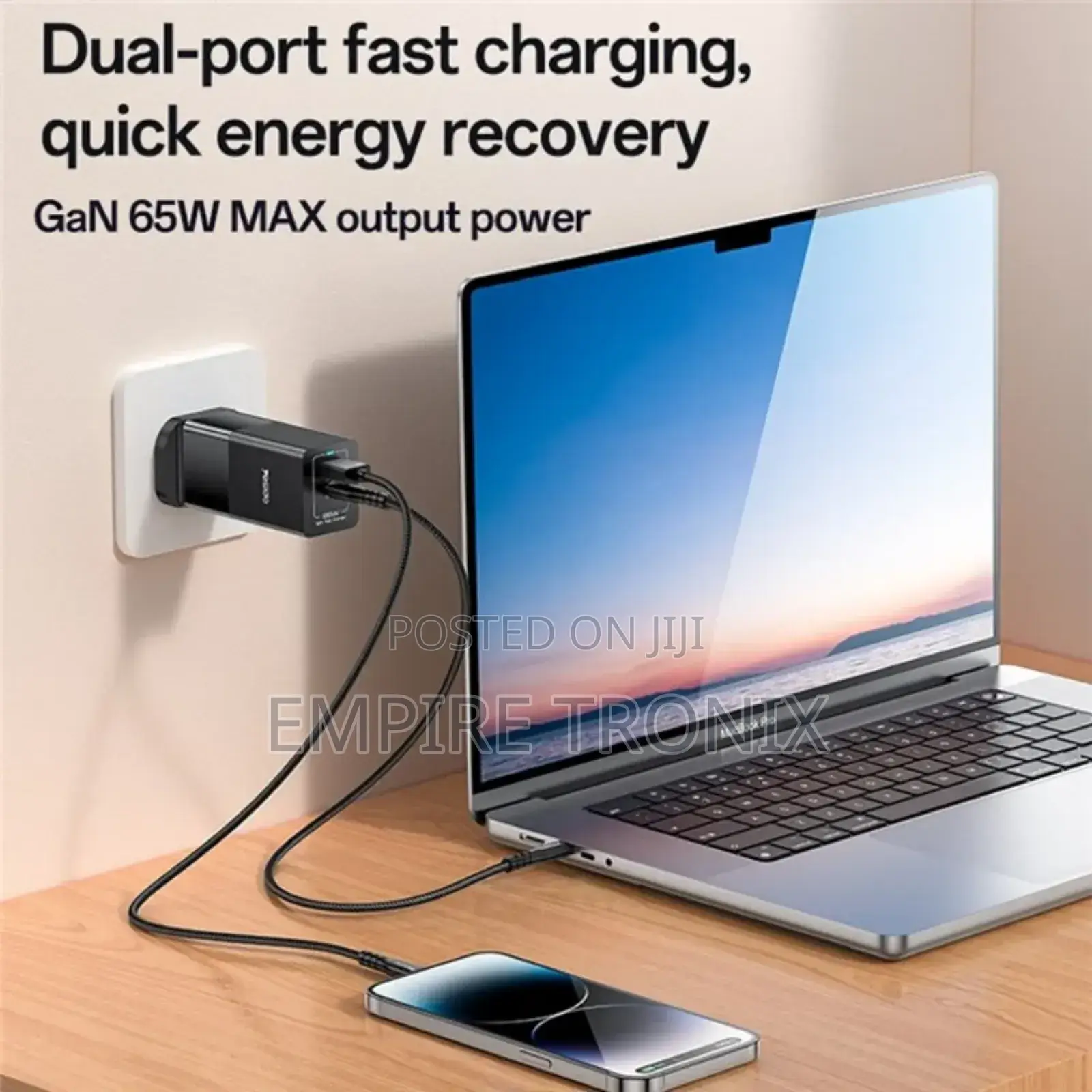 YESIDO YC92 USB-A + Type-C Dual Port 65W Fast Charger