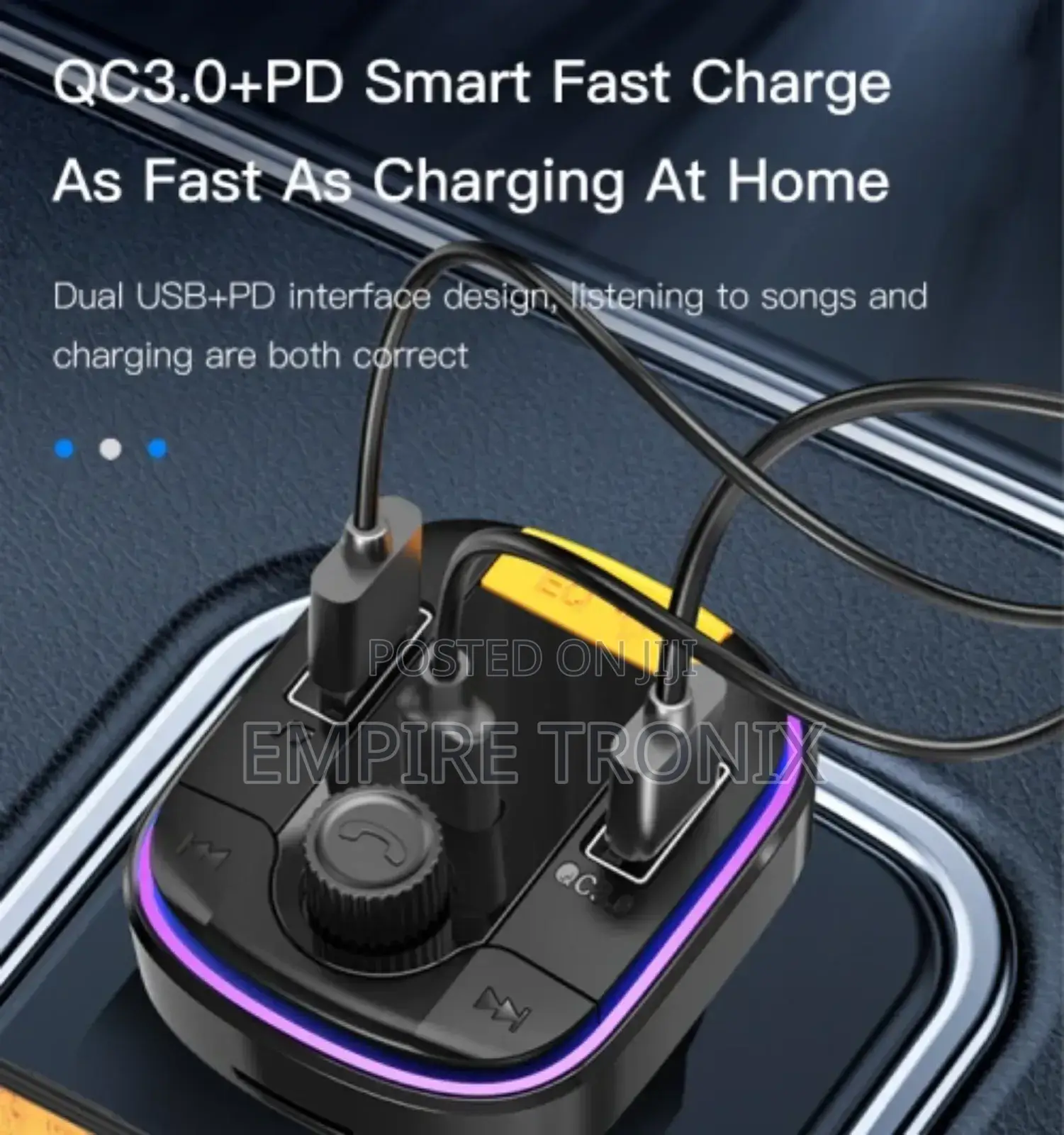 Y45 Car Charger | Smart Dual USB Ports | FM Transmitter Mp3