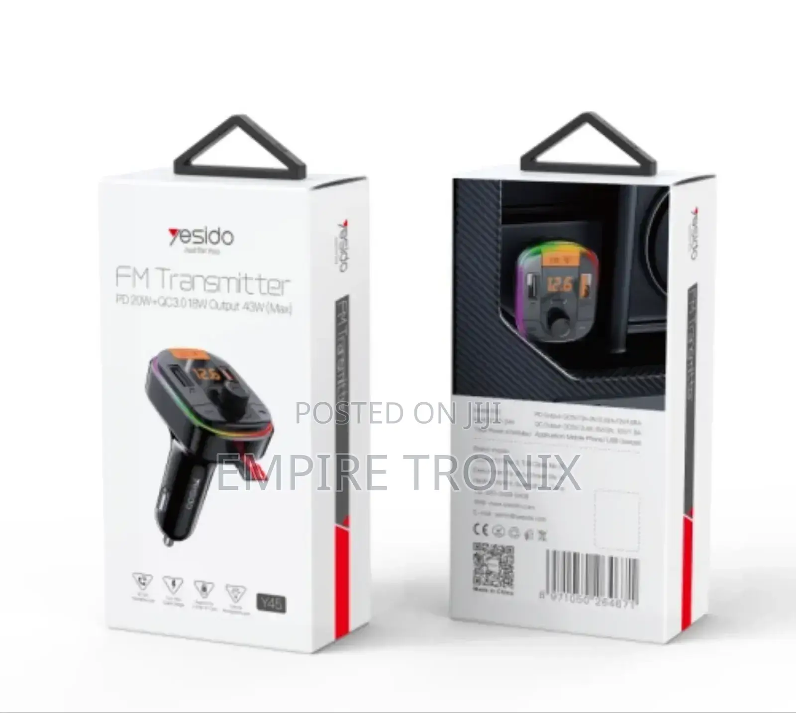 Y45 Car Charger | Smart Dual USB Ports | FM Transmitter Mp3