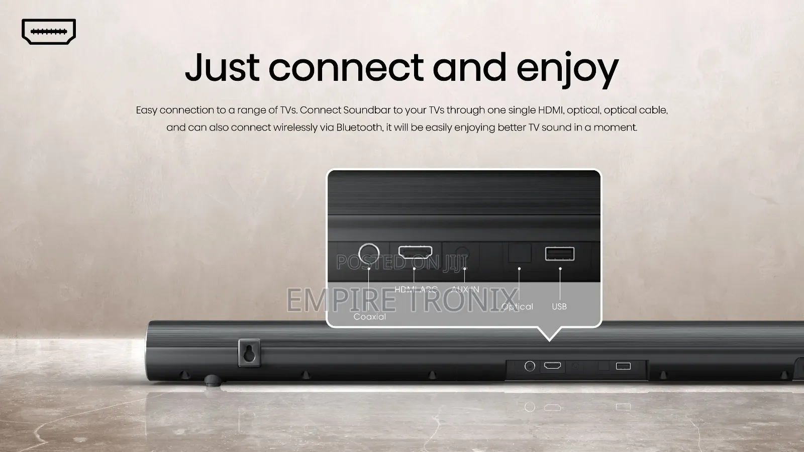 Hisense HS212 2.1ch 120W Soundbar With Wireless Subwoofer