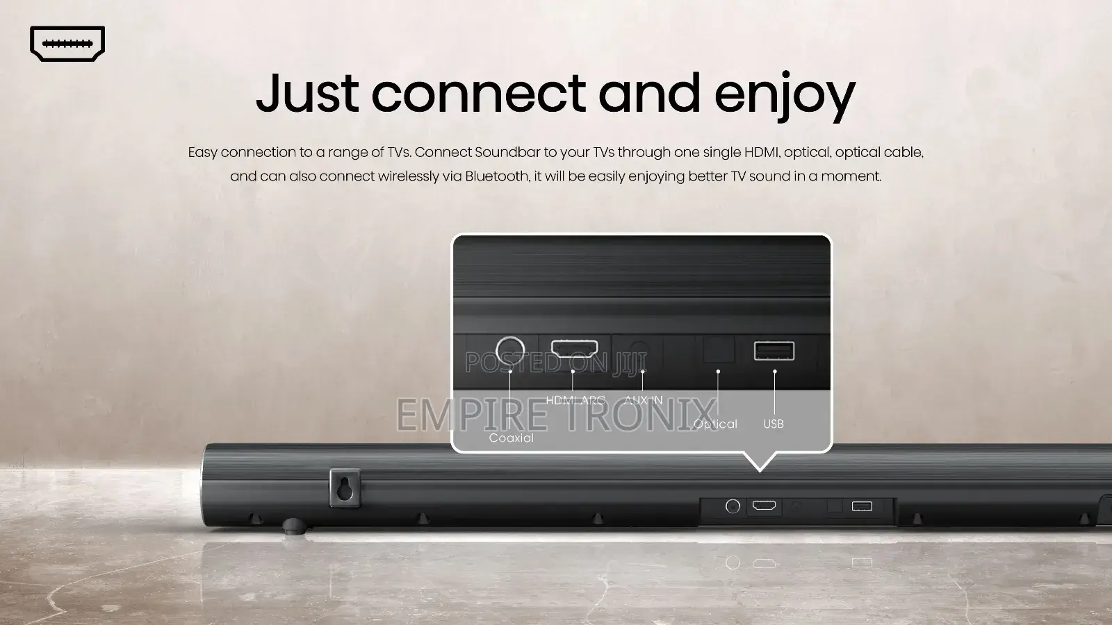 Hisense HS212 2.1ch 120W Soundbar With Wireless Subwoofer