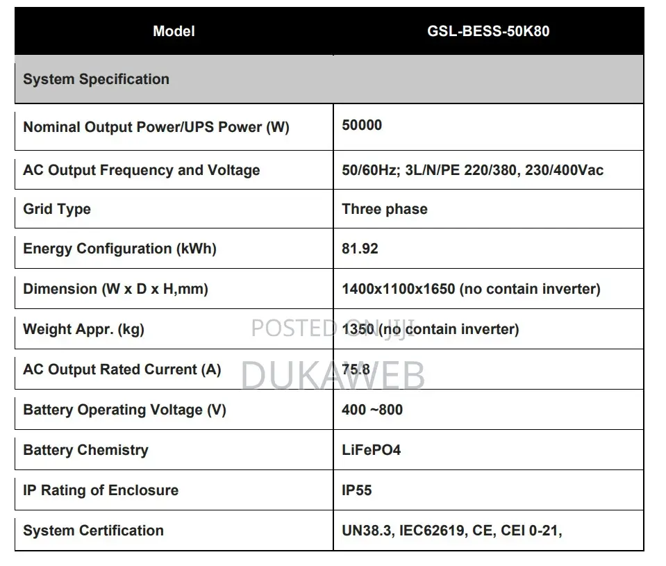 DEYE 50kva 80kwh Solar Generator