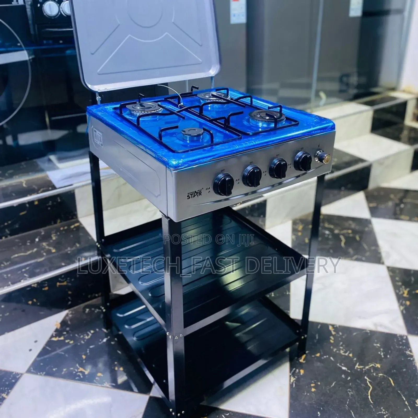 Gas Stove 4 Burners Free Standing Shelves