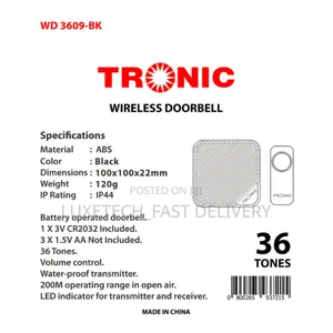 Tronic Wireless Doorbell WD 3609-Bk White