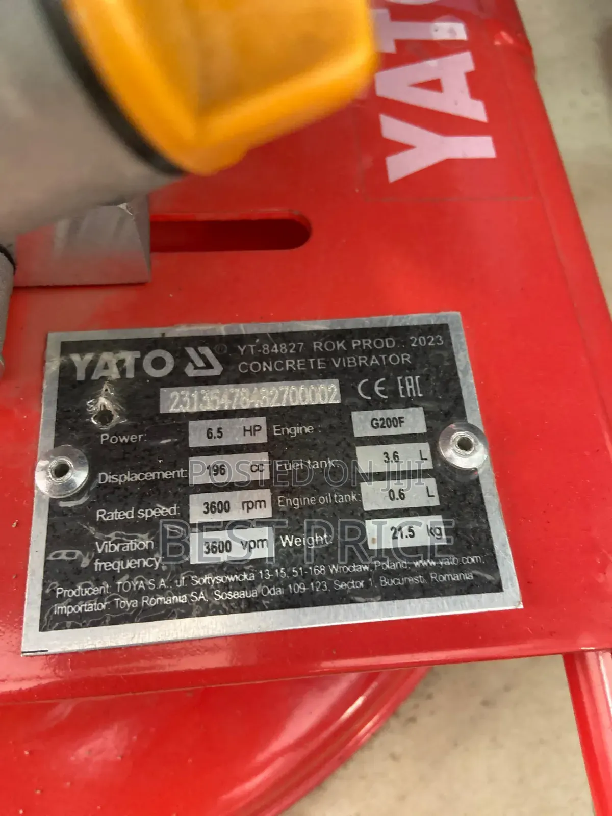 Yato Concrete Vibrator 6.5 HP Yt - 84827