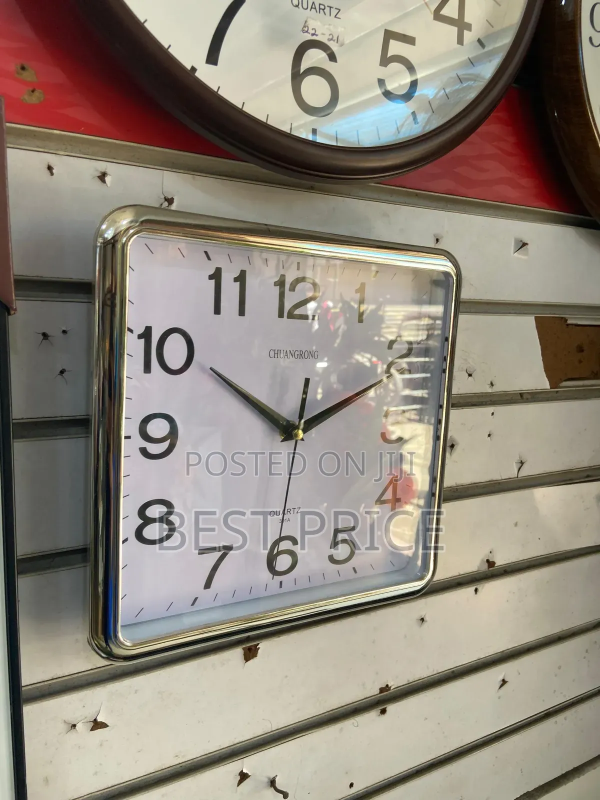 Square Silver Wall Clock