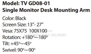13 - 27 Inch Single Monitor Desk Mounting Arm
