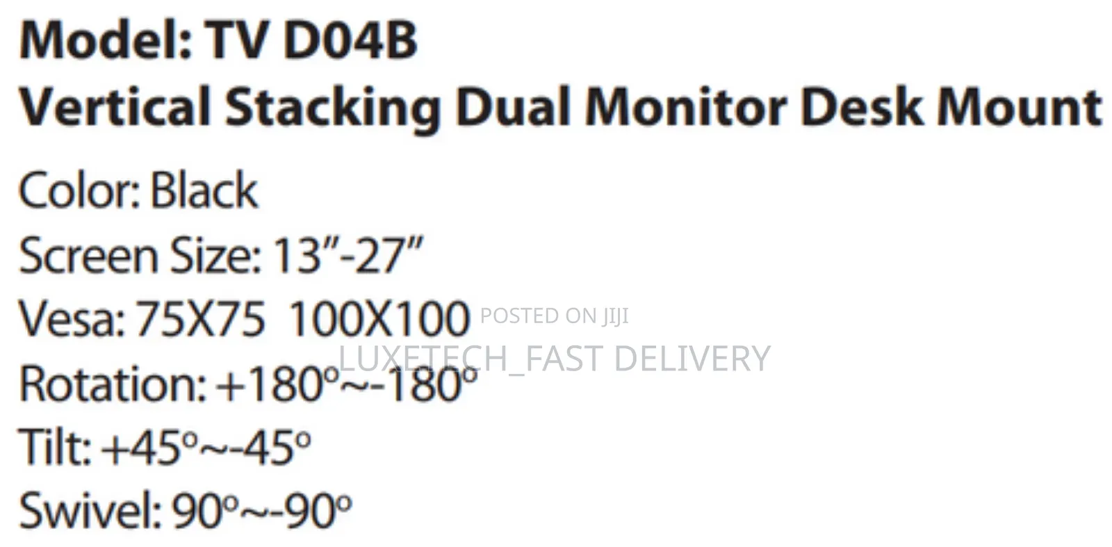 13 - 27 Inch Vertical Stacking Dual Monitor Desk Mount
