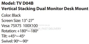 13 - 27 Inch Vertical Stacking Dual Monitor Desk Mount