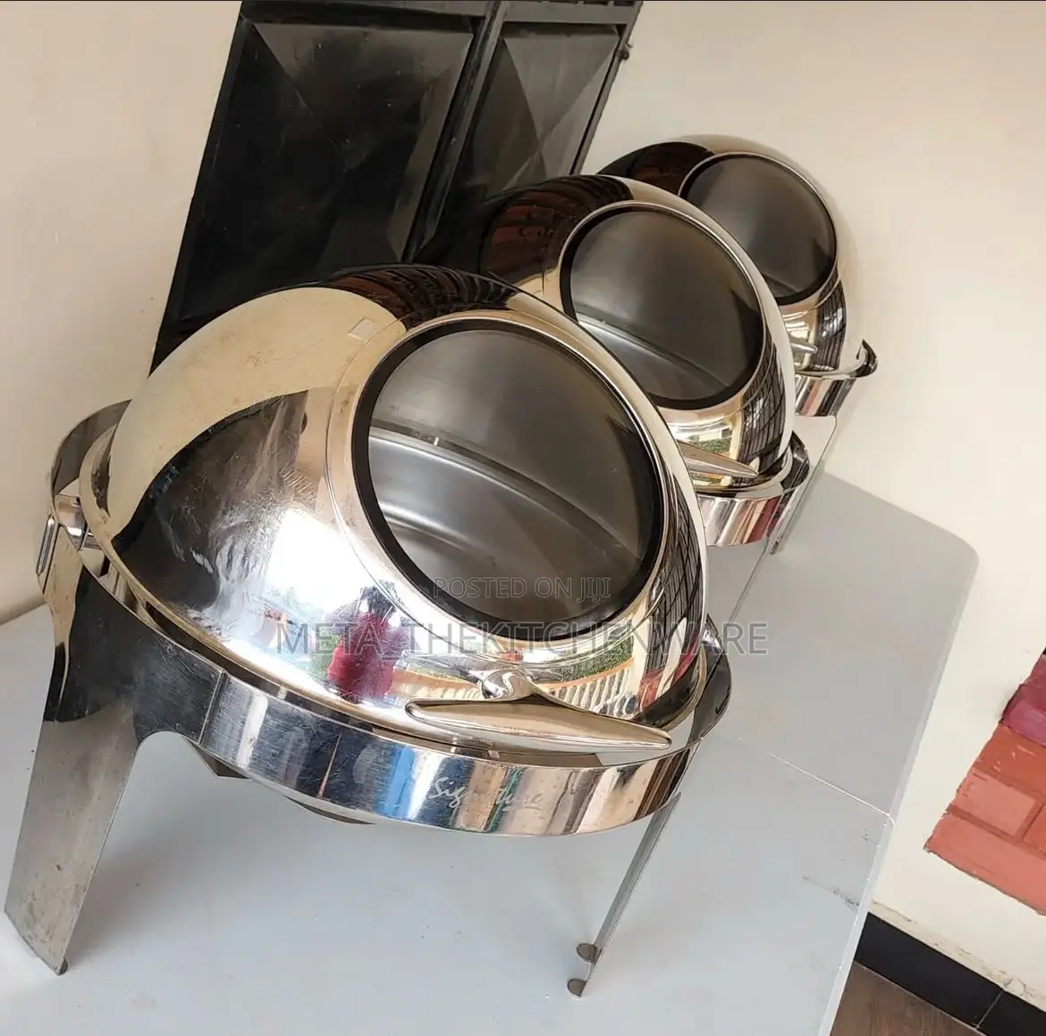 Roll Top Round Chaffing Dish With Glass Window 6L