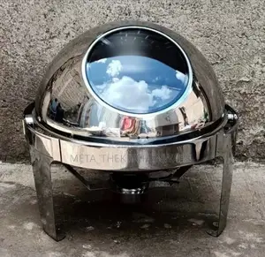 Roll Top Round Chaffing Dish With Glass Window 6L