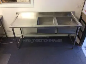 Stainless Steel Working Table With Sinks 1.8M