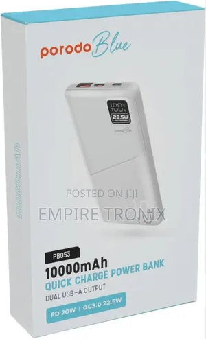 Photo - Porodo Blue 10000mah Quick Charge Power Bank