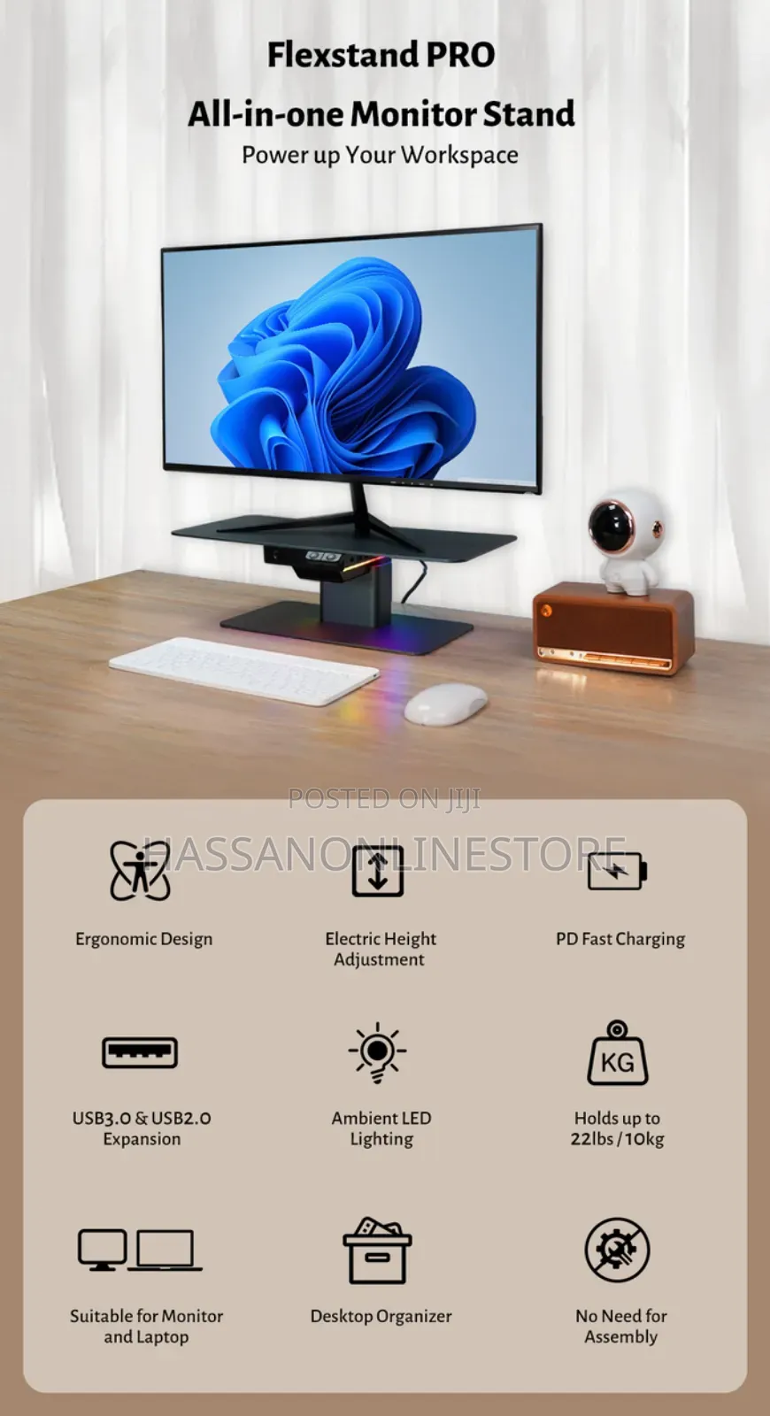 Flexstand Pro - All-in- One Monitor Stand for Play and Work