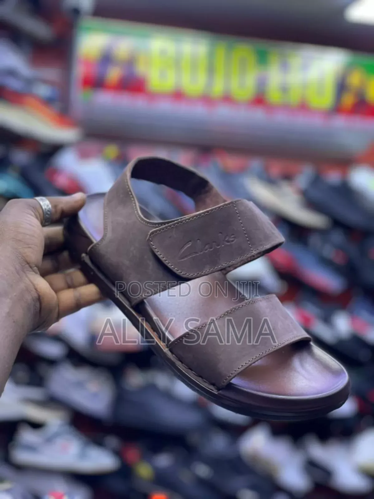 Mens Sandals Brown Material Leather
