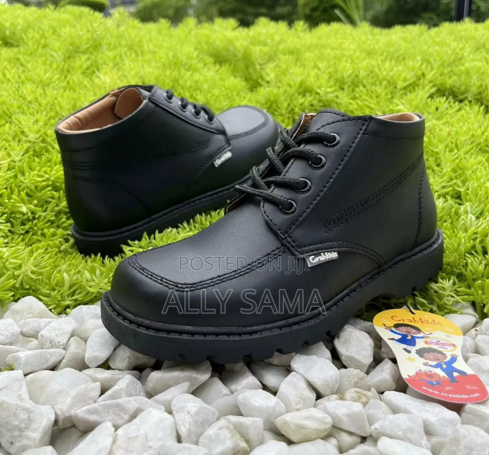 Boys School Shoes Crab Kids Full Black Material Leather