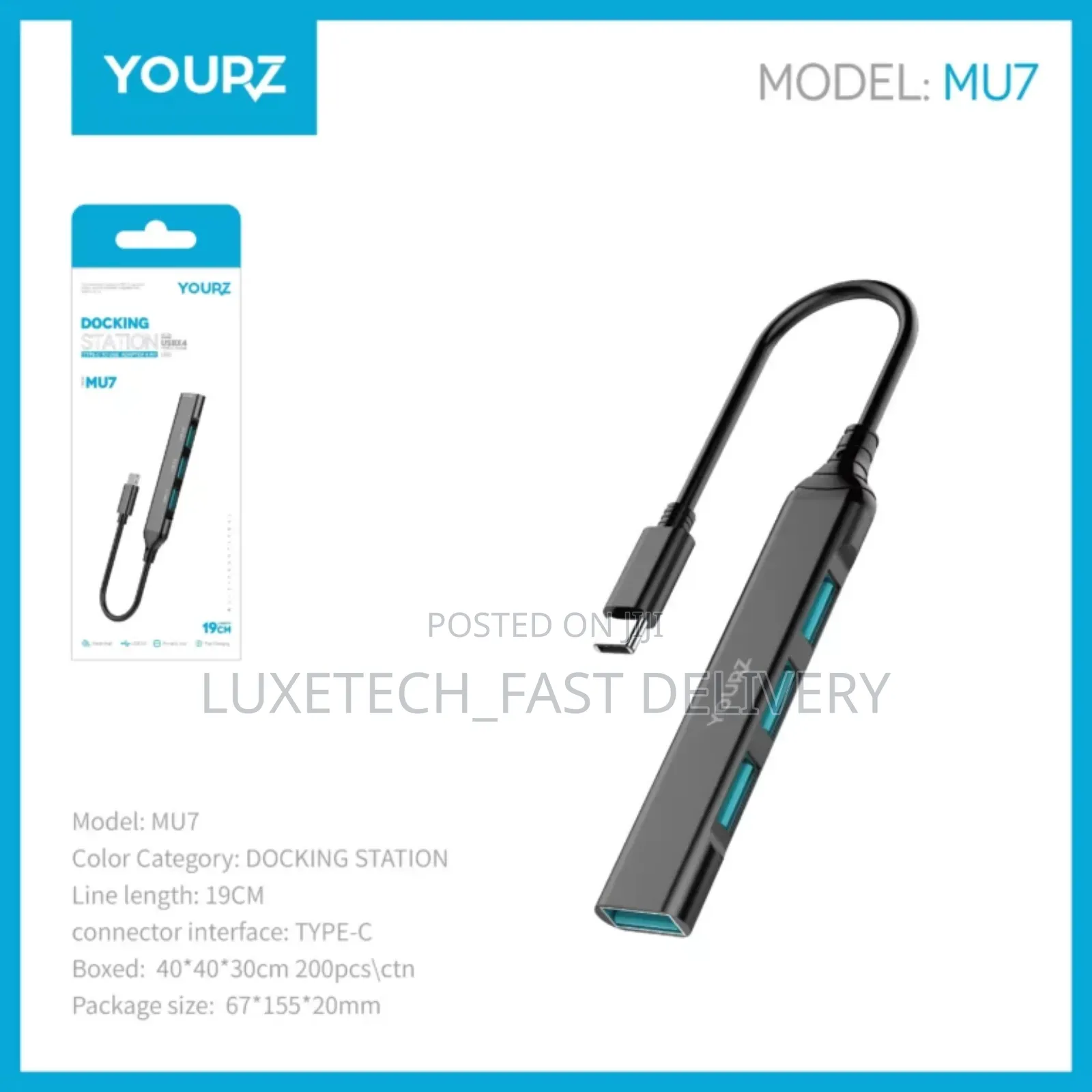 Yourz Mu7 4-in-1 Docking Station Adaptor ( 4-Usb 3.0 Ports to Usb-C)