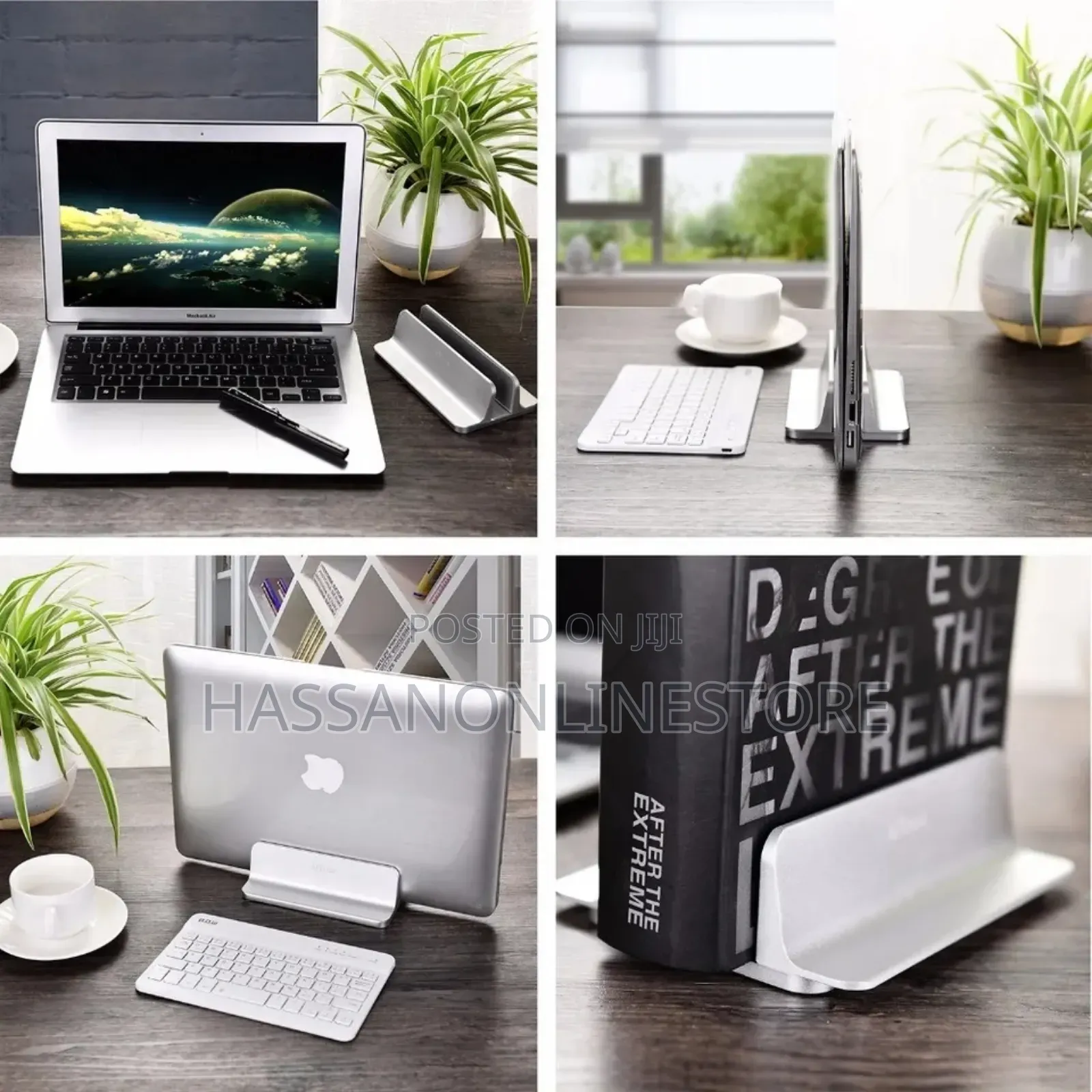 Adjustable Vertical Laptop Tablet Stand Bookshelf 2 Slots