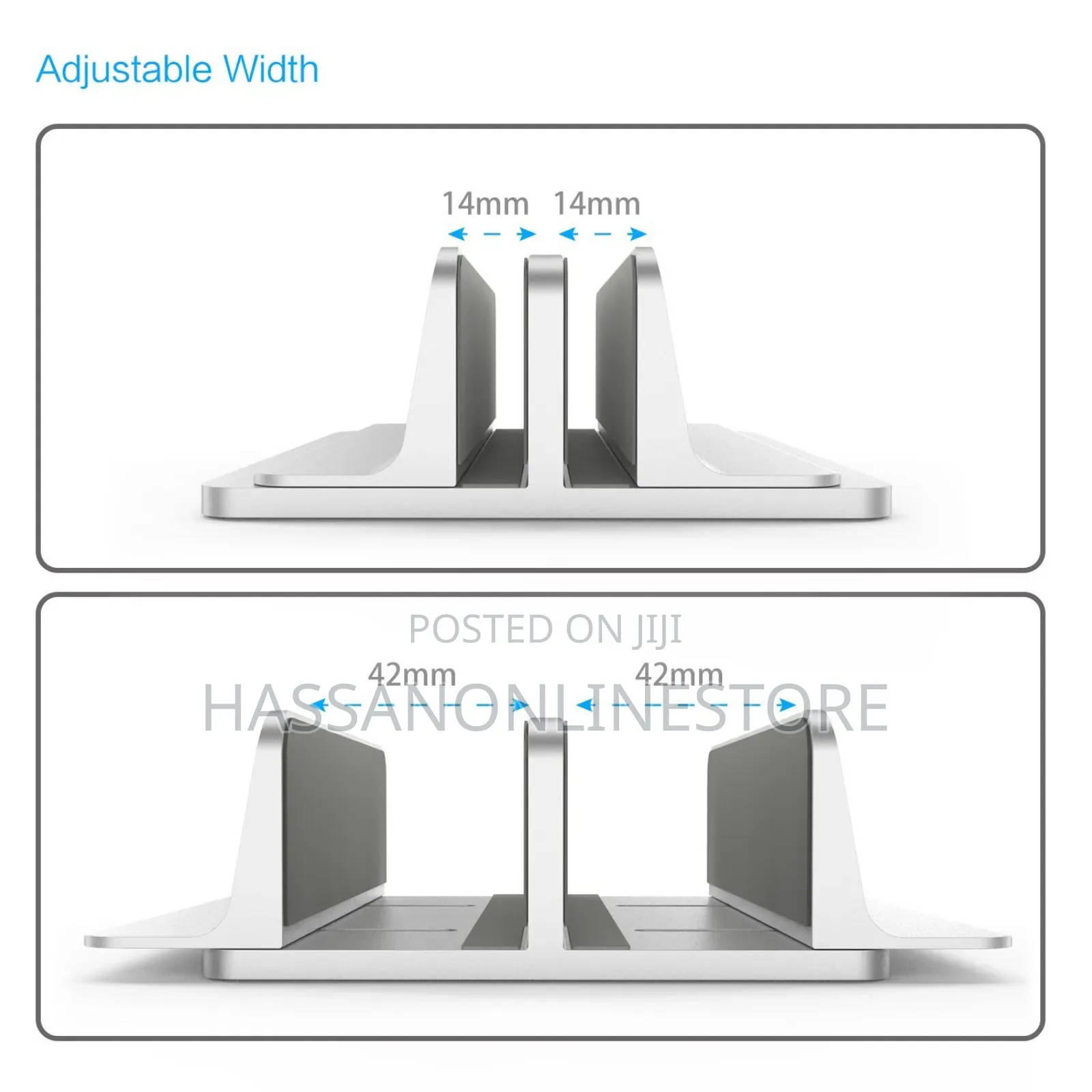 Adjustable Vertical Laptop Tablet Stand Bookshelf 2 Slots