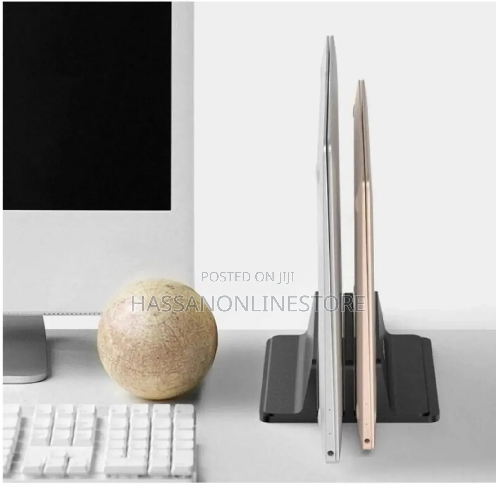 Adjustable Vertical Laptop Tablet Stand Bookshelf 2 Slots