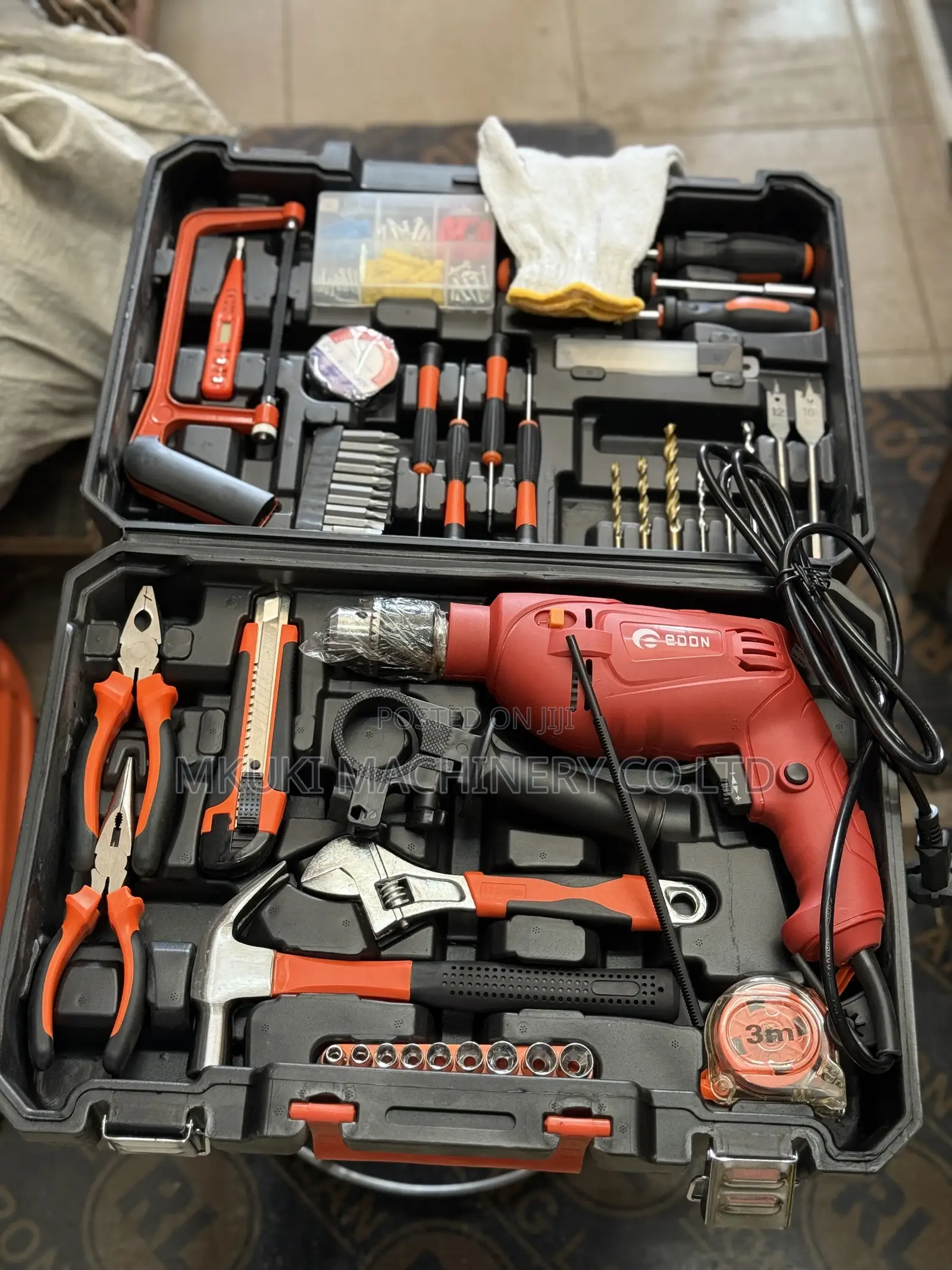 Brand New House Hold Toolbox Set Includ Impact Drill