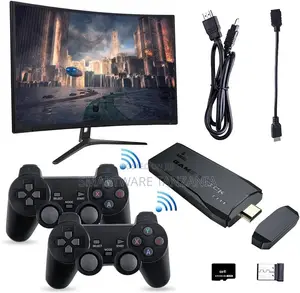 Game Console With Dual Wireless Controllers Plug Play