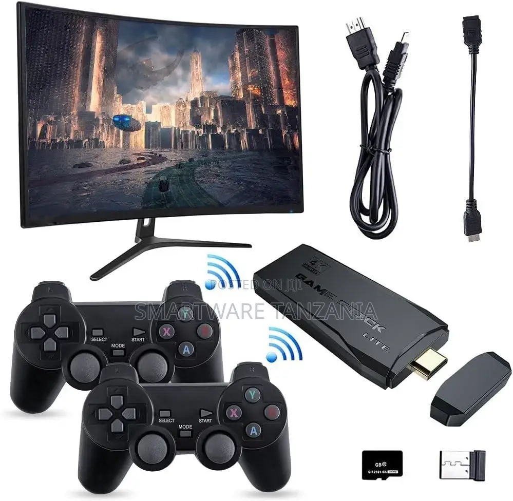 Game Console With Dual Wireless Controllers Plug Play