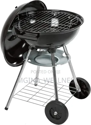 AMOS 48cm Portable Black Kettle Barbecue Grill With Wheels