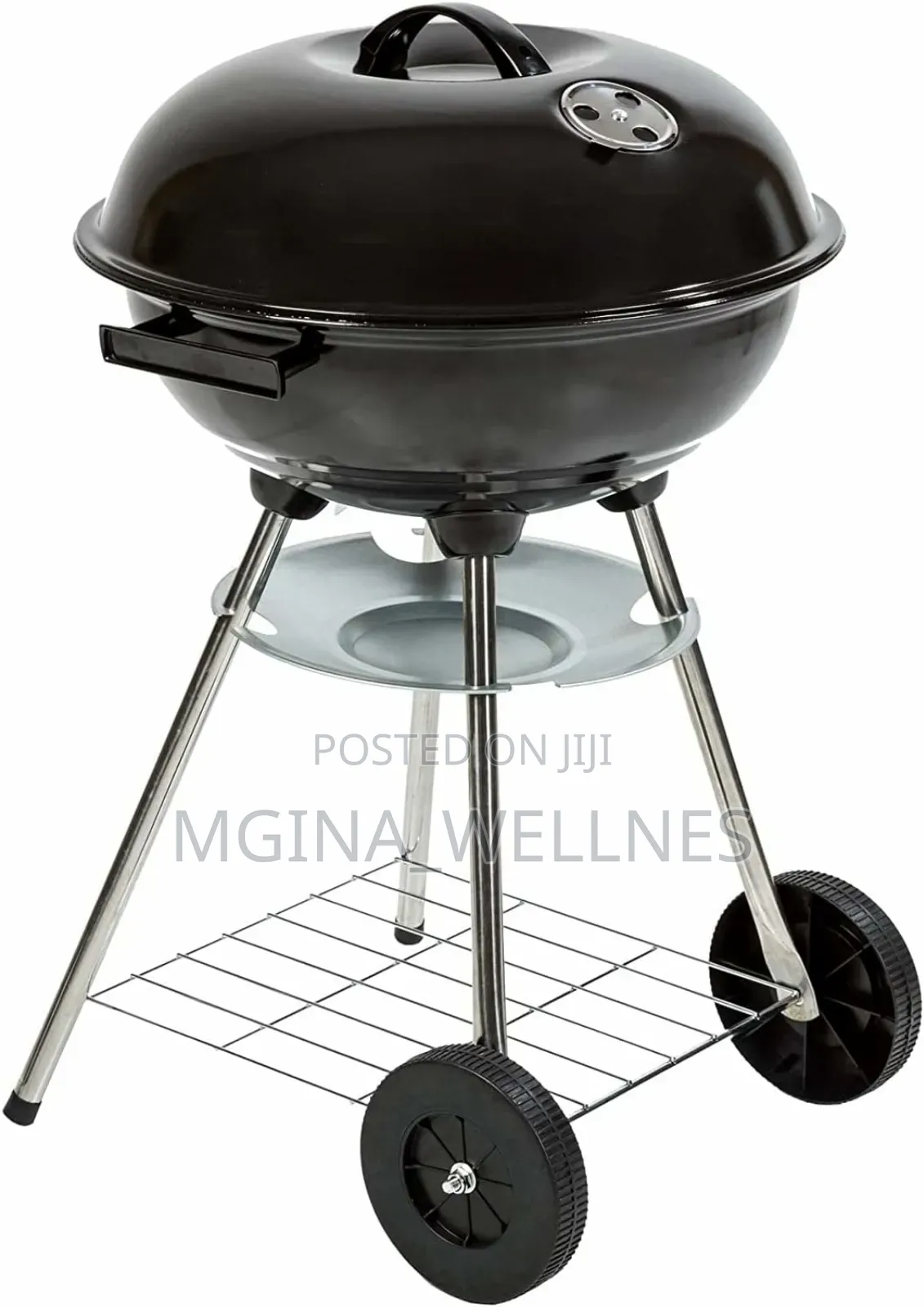 AMOS 48cm Portable Black Kettle Barbecue Grill With Wheels