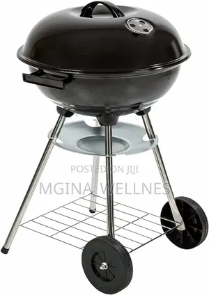 AMOS 48cm Portable Black Kettle Barbecue Grill With Wheels