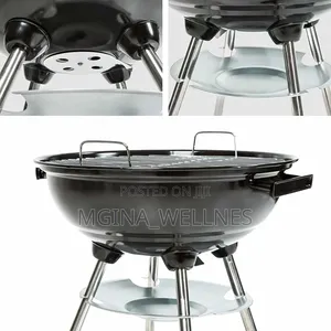 AMOS 48cm Portable Black Kettle Barbecue Grill With Wheels