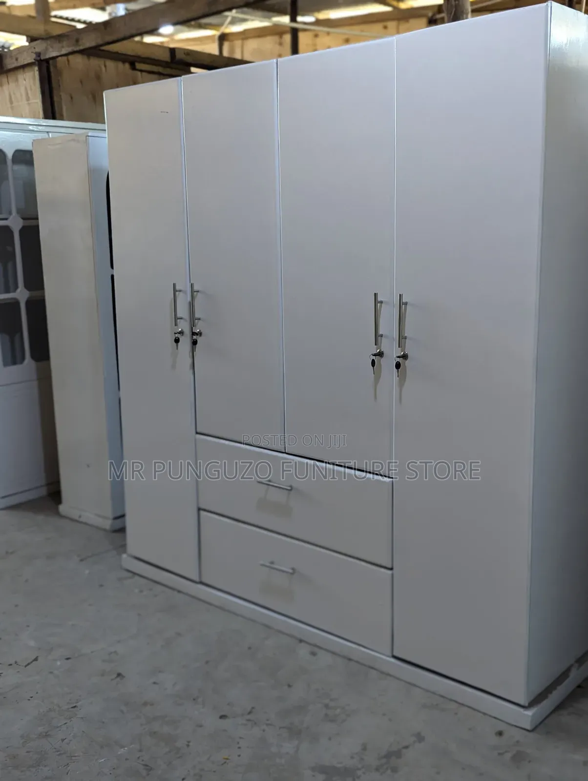 Kabati Four Doors Milango Minne Classic Sana White Colour 