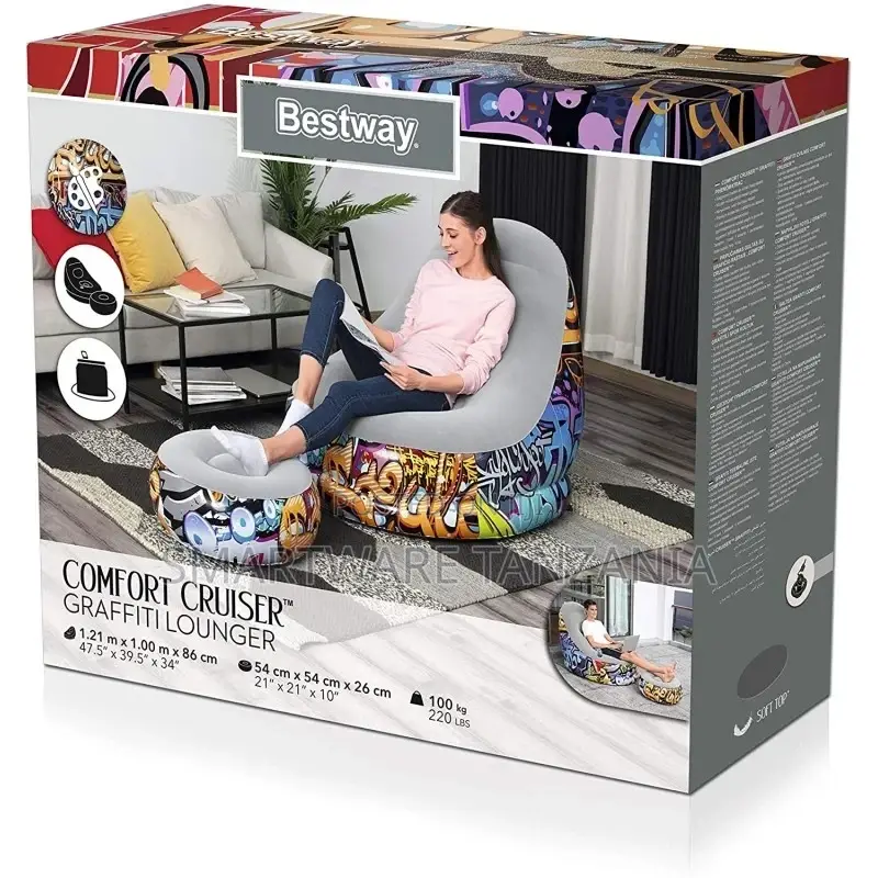 Inflatable Leisure Sofa Ergonomic Design Unique Graffiti