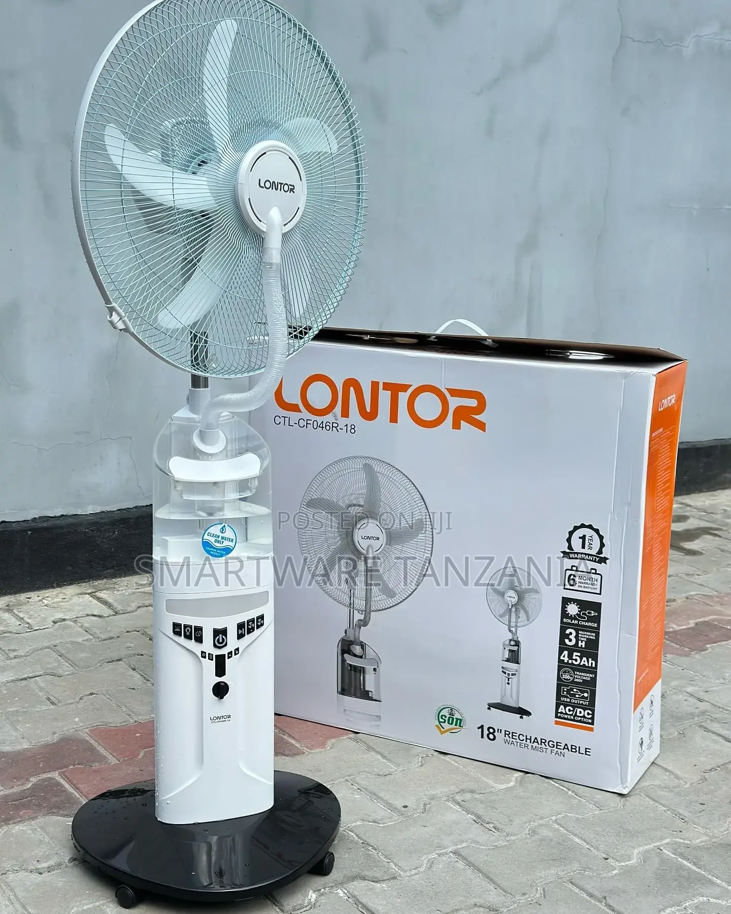 Lontor 16 Inch Blade Rechargeable Mist Fan Wide Oscillation